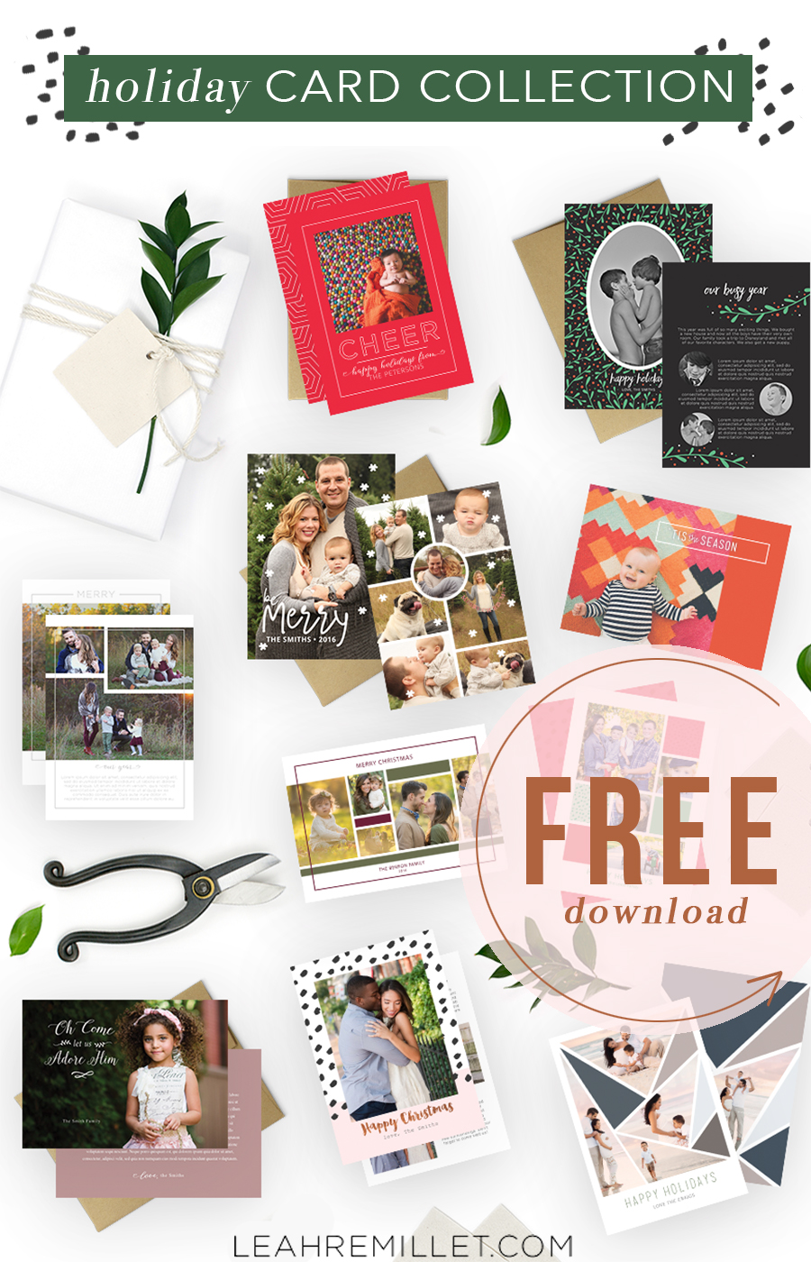 Free Download: Christmas Card Template Bundle for the Holiday | Leah Remillét